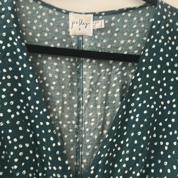 Polly size small Green Polka Dot Midi Dress - Picture 3 of 5